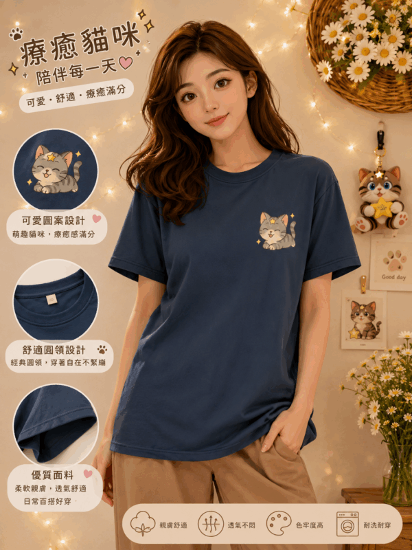 星語貓咪系列-小休片刻T-Shirt
