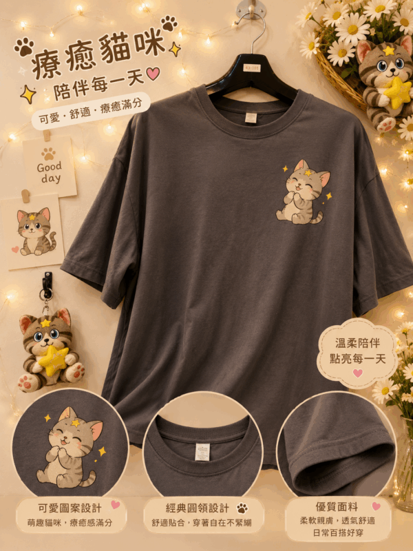 星語貓咪系列-知足常樂T-Shirt