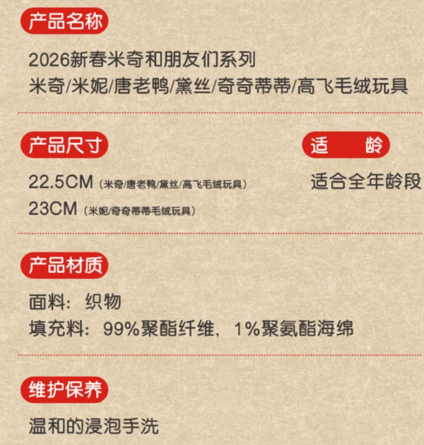 【現貨】上海迪士尼｜2026新春米妮奇奇蒂蒂毛絨玩偶